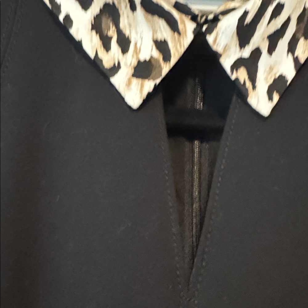 WHBM 3 In 1 Sheath Dress Womens 4 Reversible collar Black Leopard Ponte knit LBD - Picture 7 of 12